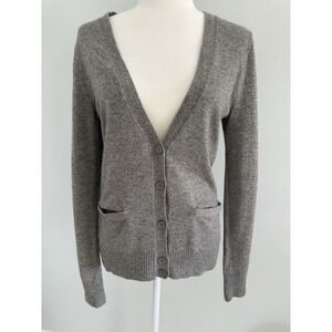 DiLusso For J crew Cashmere Deep V-Neck Cardigan with Pockets L women's